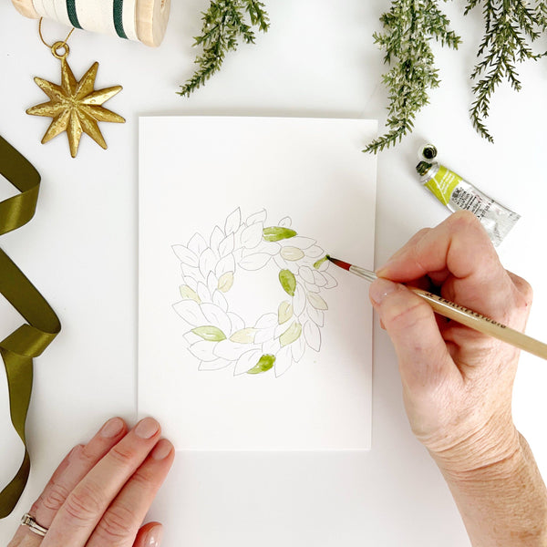 Wreaths paintable notecards-Blue Hand Home