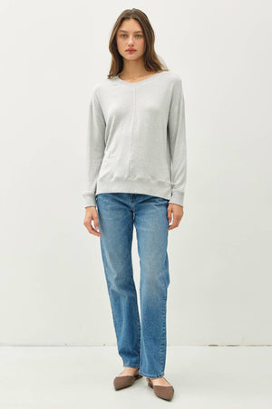 BUTTERY HACCI BRUSHED PULLOVER KNIT TOP-Blue Hand Home