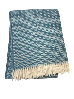 355 - Herringbone Plush Throw-Blue Hand Home