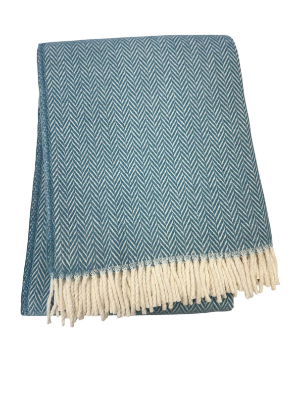 355 - Herringbone Plush Throw-Blue Hand Home