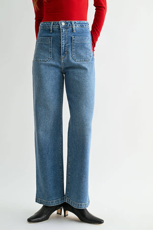 Patch Pocket Wide Leg - Medium Denim - Bp433j