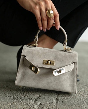 Genuine Suede Handbag With Adjustable Shoulder Strap