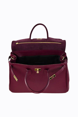ELIZABETH BAG IN TOGO LEATHER BURGUNDY-Blue Hand Home