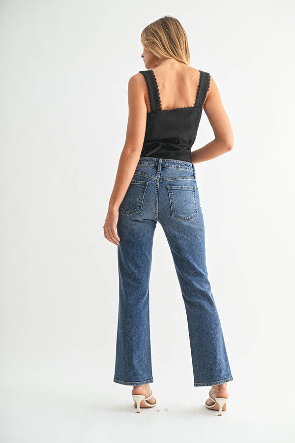 BP459J - DK - Slim Cropped Bootcut-Blue Hand Home