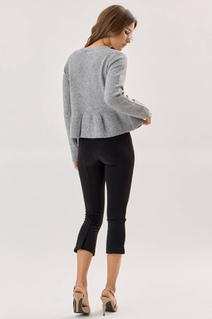 Covered Button Peplum Knit Cardigan