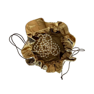 Small Feather Brocade Jewelry Pouch-Blue Hand Home