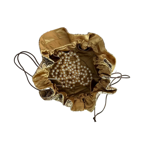 Small Feather Brocade Jewelry Pouch-Blue Hand Home