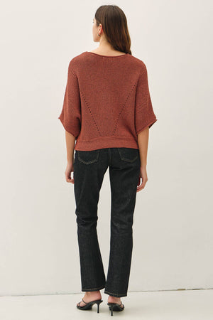 POINTELLE DOLMAN SLEEVE CROPPED SWEATER-Blue Hand Home