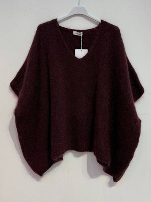 Mohair poncho sweater 7627-Blue Hand Home