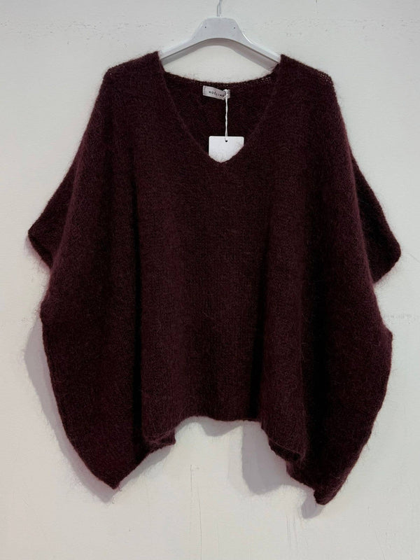 Mohair poncho sweater 7627-Blue Hand Home