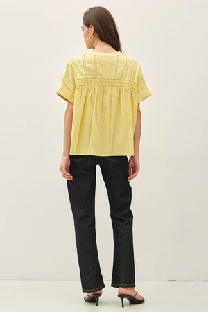 EYELET LACED OVERSIZE DOLMAN SLEEVE TOP-Blue Hand Home