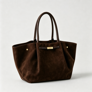Genuine Suede Bag With Leather Details Made In Italy