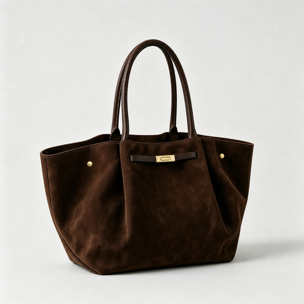 Genuine Suede Bag With Leather Details Made In Italy
