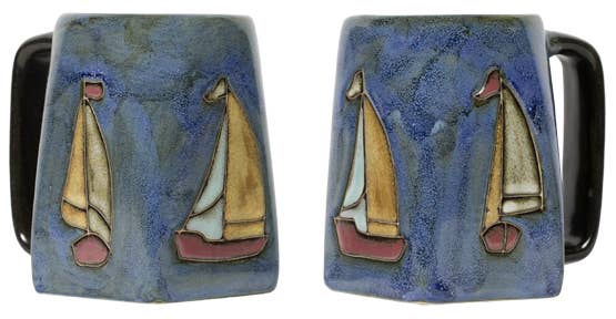Mara Stoneware Sail Boat Square Mug-Blue Hand Home