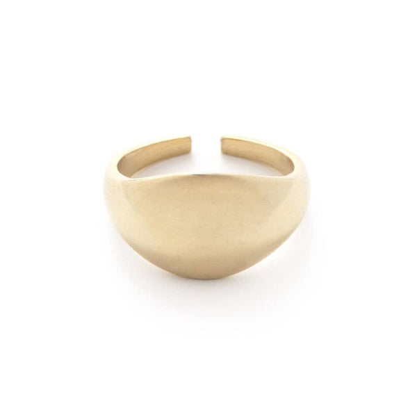 Domed Brass Signet Ring-Blue Hand Home