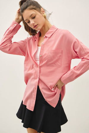 Cotton Blend Light Weight Oversized Classic Shirt-Blue Hand Home