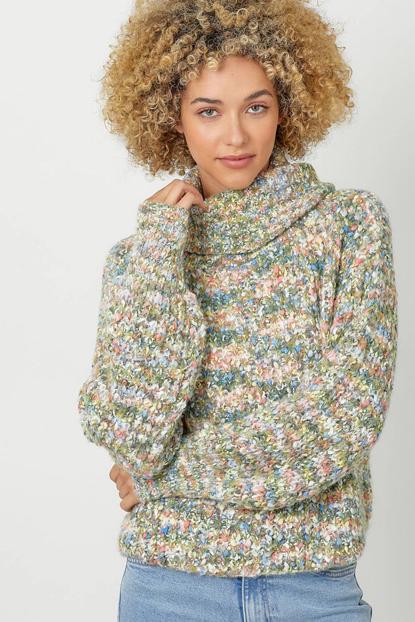 60795 Turtle Neck Cropped Sweater-Blue Hand Home