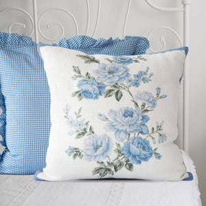 Scarlett Vintage Roses Pillow Cover - Blue, Floral-Blue Hand Home