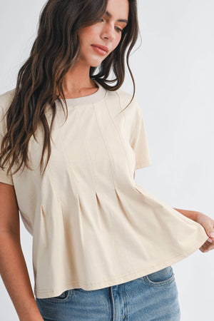 8613HK Pleated Swing Tee Top-Blue Hand Home