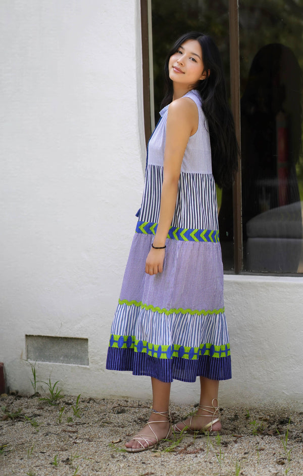 Audrey Handloom Maxi Dress Multi-Blue Hand Home