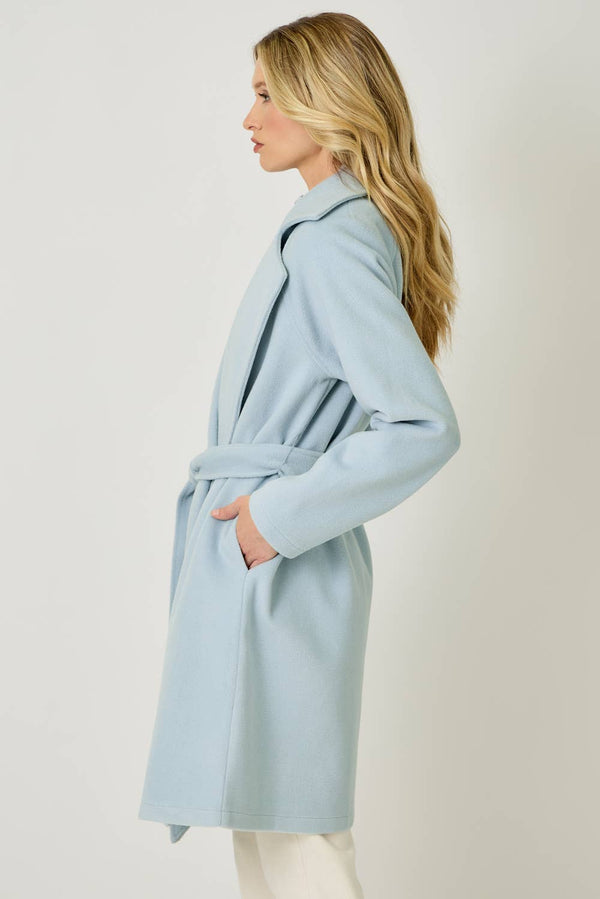 60745 Lapel Collar Robe Coat-Blue Hand Home