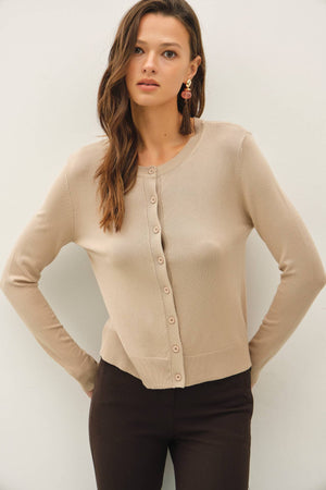 Ultra Soft Essential Basic Crewneck Button Up Cardigan