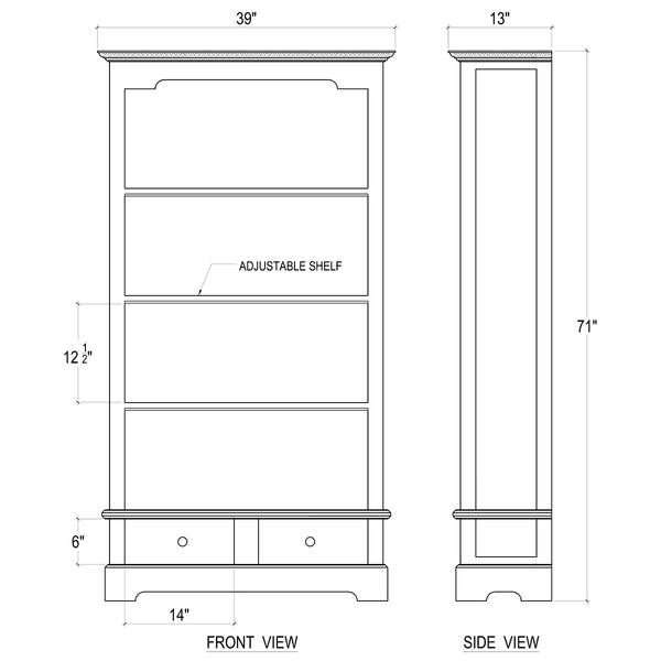 Manchester 2 Drawer Bookcase-Blue Hand Home