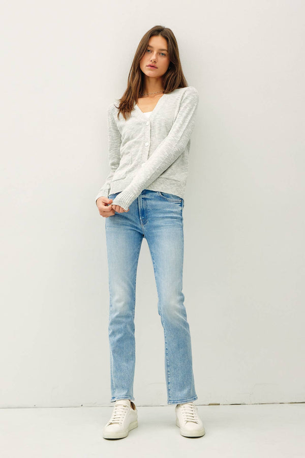 Cotton Slub Button Up Cardigan-Blue Hand Home