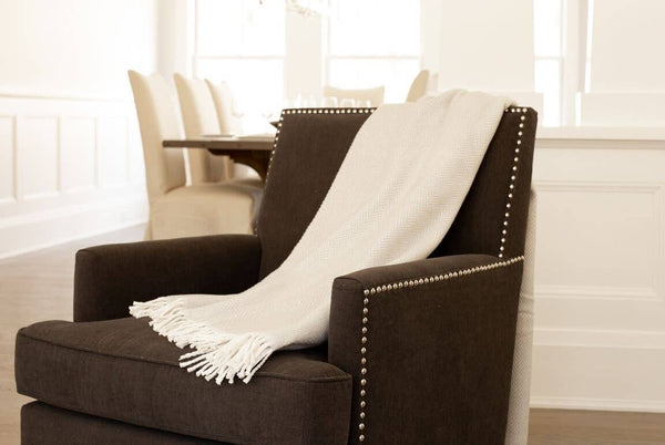 355 - Herringbone Plush Throw-Blue Hand Home
