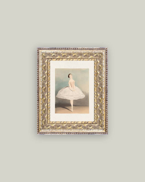 Ballerina Framed Antique Art-Blue Hand Home