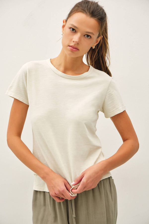 New Shade-Garment Dyed Cotton Slub Tee