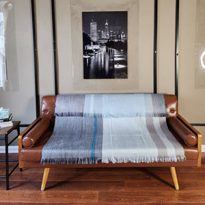 Cielo - Reversible Alpaca Wool Throw Blanket-Blue Hand Home
