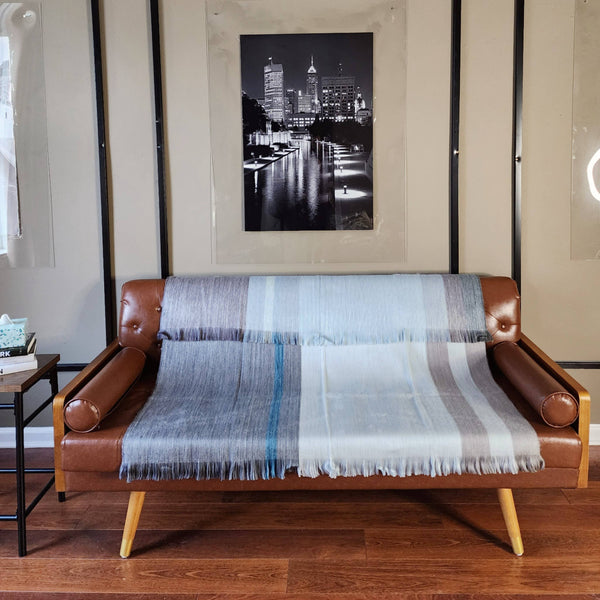 Cielo - Reversible Alpaca Wool Throw Blanket-Blue Hand Home