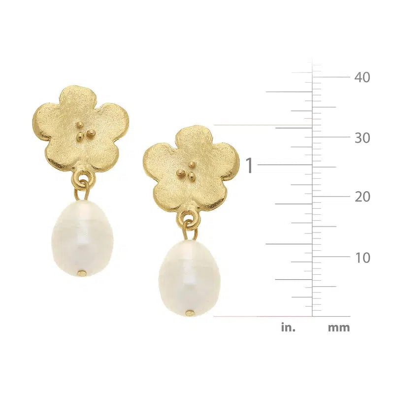 Poppy Pearl Drop Earrings-Susan Shaw Jewelry-Blue Hand Home