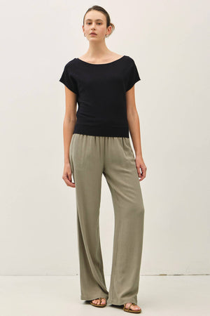 Boat Neck Cap Sleeve Fine Sweater Top