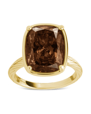 Sterling Silver Elongated Cushion Chocolate CZ Cocktail Ring