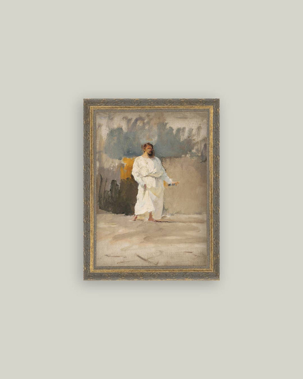 Christ Coming Out Of The Tomb Framed Antique Art-Blue Hand Home