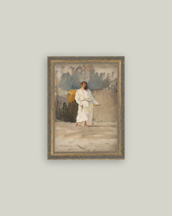 Christ Coming Out Of The Tomb Framed Antique Art-Blue Hand Home