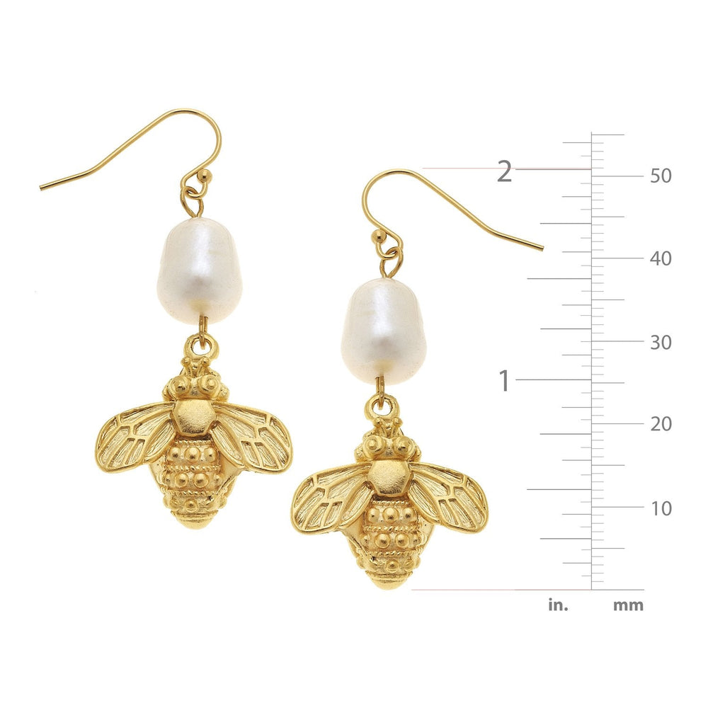 Susan Shaw Bee & Genuine Cultured Pearl Earrings-Susan Shaw Jewelry-Blue Hand Home