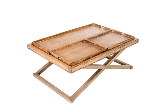 Penelope Coffee Table with Trays - Reclaimed Pine-Blue Hand Home