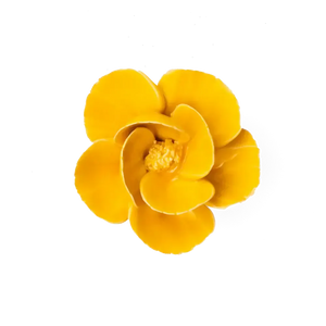 Yellow Poppy Ceramic Flower Wall Hangings - Handmade Boxed-Blue Hand Home