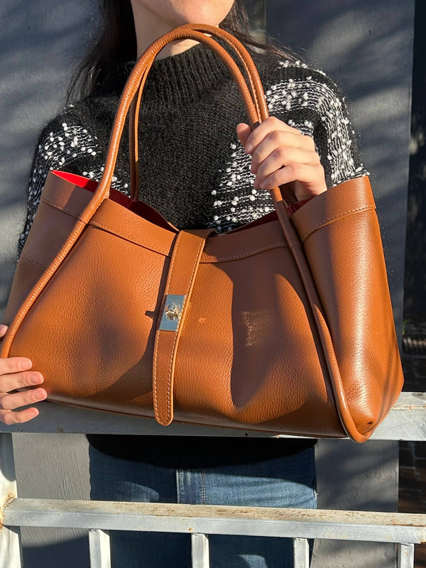 Elegant Large Genuine Leather Bag Made In Italy – 45x25x20