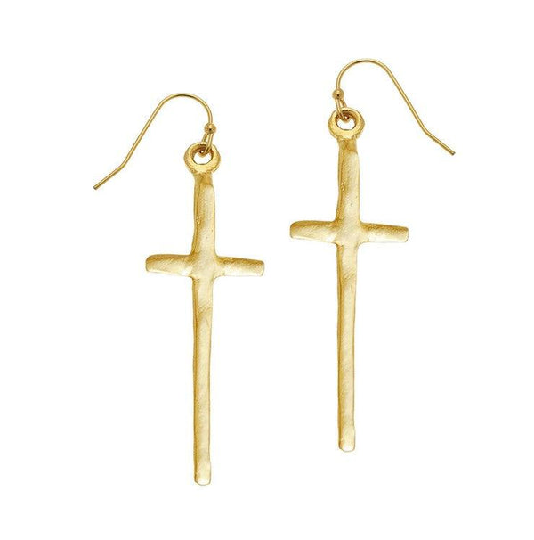 Tall Cross Earrings-Blue Hand Home