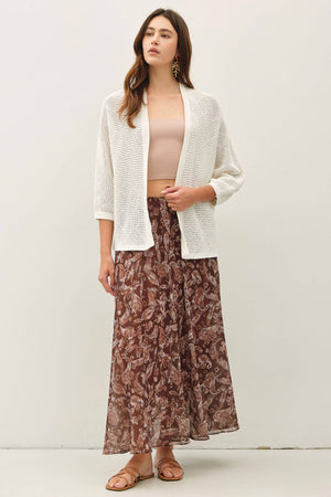 DIAMOND PATTERN DOLMAN 3/4 SLEEVE OPEN CARDIGAN-Blue Hand Home