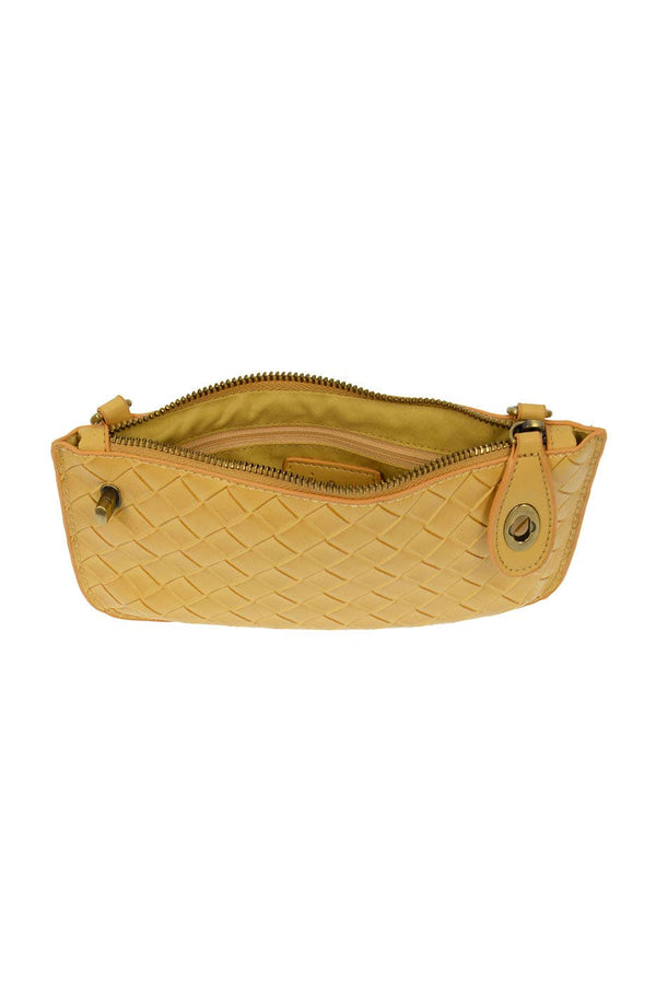 Faux Wide Woven Mini Crossbody Wristlet Clutch-Blue Hand Home