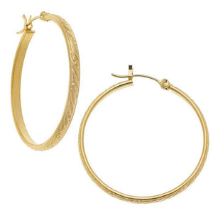 Gold Metal Hoop Earrings-Blue Hand Home
