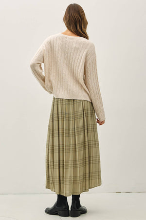 OVERSIZED BOXY CUT CABLE KNIT SWEATER-Blue Hand Home