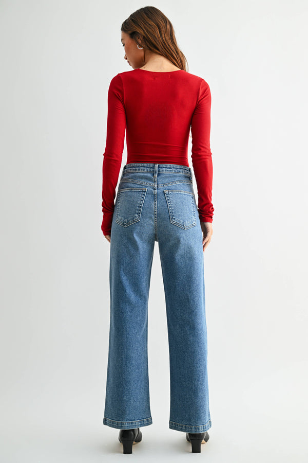 Patch Pocket Wide Leg - Medium Denim - Bp433j