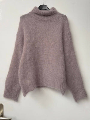 80% kid mohair sweater 3026: Bordeaux-Blue Hand Home