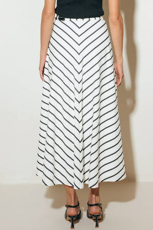 A Striped Woven Midi Skirt - Fk1162-Blue Hand Home